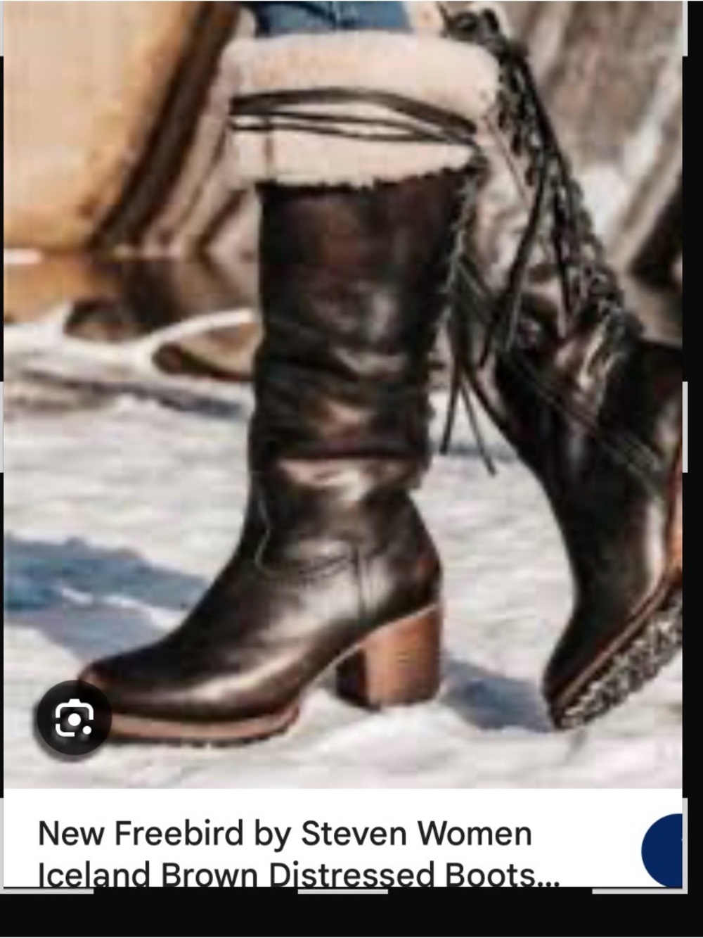 Freebird by Steven Black Lace-Up Knee Boots with Cream Shearling Cuff. OBO! - Picture 9 of 9